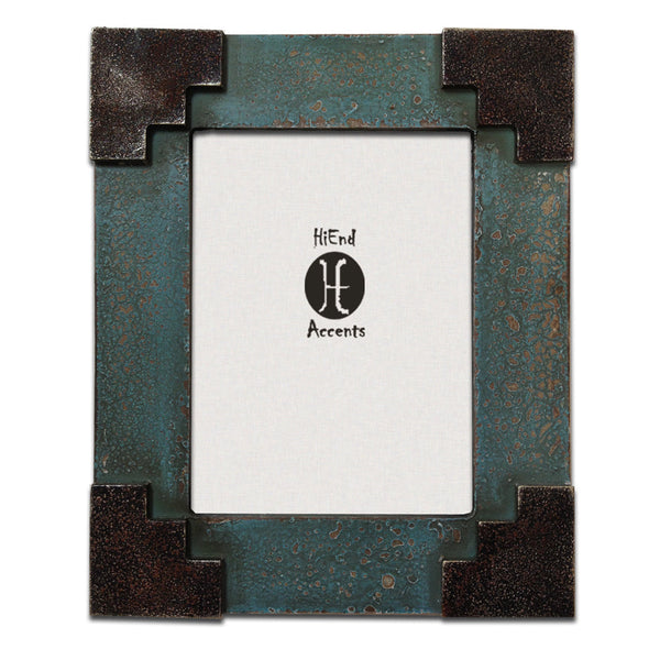 Hiend Accents Santa Fe Corner Southwest Picture Frame - Rustic Charm Meets Contemporary Style For Your Home Turquoise Resin Wd1301-68-tq