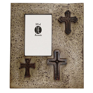 Hiend Accents Distressed Picture Frame With Unique Three-cross Design For Rustic Home Decor And Cherished Memories Cream Resin Wd1400-46-cr