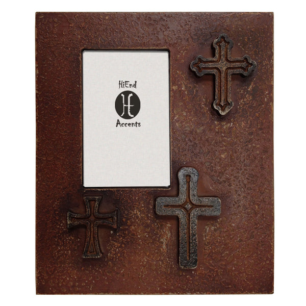 Hiend Accents Distressed Picture Frame With Unique Three-cross Design For Rustic Home Decor And Cherished Memories Red Resin Wd1400-46-rd