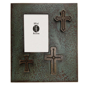 Hiend Accents Distressed Picture Frame With Unique Three-cross Design For Rustic Home Decor And Cherished Memories Turquoise Resin Wd1400-46-tq