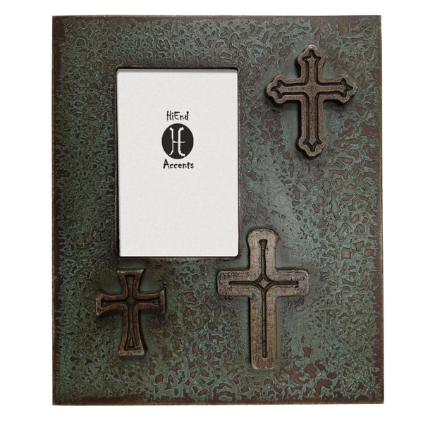 Hiend Accents Distressed Picture Frame With Unique Three-cross Design For Rustic Home Decor And Cherished Memories Turquoise Resin Wd1400-46-tq