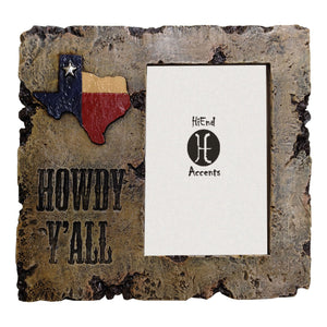 Hiend Accents Howdy Y'all Picture Frame - Rustic Texas Decor For Cherished Memories With Elegant Design Brown Resin Wd1500