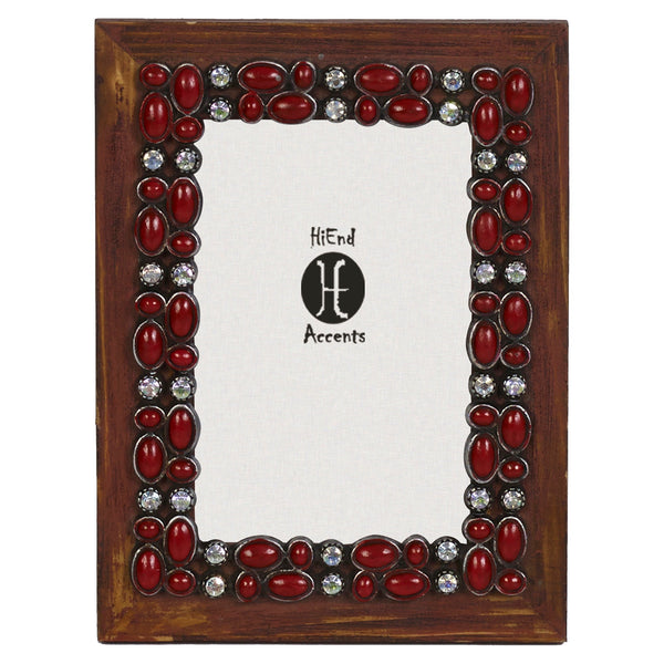 Hiend Accents Red Stone Wooden Picture Frame Set - Elevate Home Décor With Rustic Elegance For Cherished Memories Multi Resin Wd1601