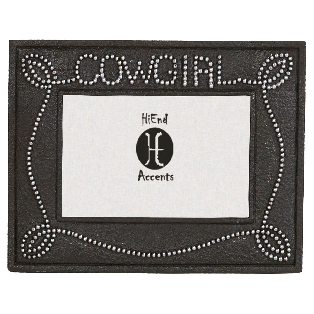 Hiend Accents Cowgirl Rustic Chocolate Picture Frame - Stylish Silver Studded Border For Cherished Memories Brown Frame Wd1602