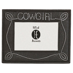 Hiend Accents Cowgirl Rustic Chocolate Picture Frame - Stylish Silver Studded Border For Cherished Memories Brown Frame Wd1602