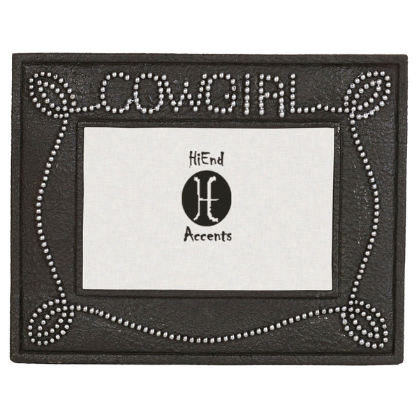 Hiend Accents Cowgirl Rustic Chocolate Picture Frame - Stylish Silver Studded Border For Cherished Memories Brown Frame Wd1602