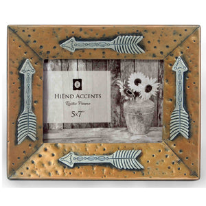 Hiend Accents Gold Southwestern-inspired Picture Frame – Hand-painted Resin With Silver Arrow Accents, Artful Decor Gold Resin Wd1701