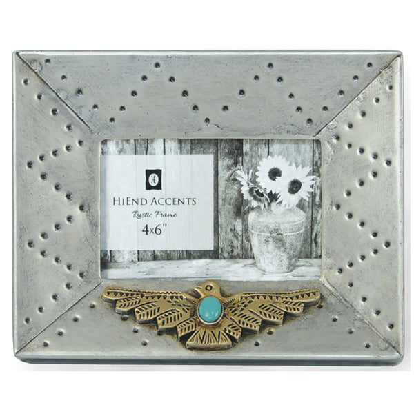 Hiend Accents Silver Picture Frame With Stunning Thunderbird Design – Perfect For Western Home Decor & Gifts   Wd1703