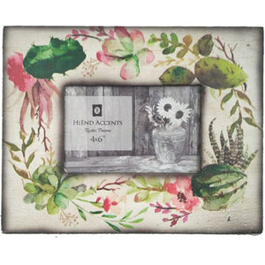Hiend Accents Succulent Wooden Picture Frame Set - Elevate Your Home Decor With Charming Nature-inspired Design Multi Color Wood Wd1712