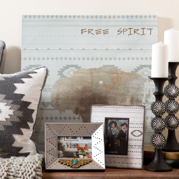 Hiend Accents Free Spirit Aztec Picture Frame - Elegant Navajo-inspired Design For Bohemian Home Decor Display Gray Wood Wd1714