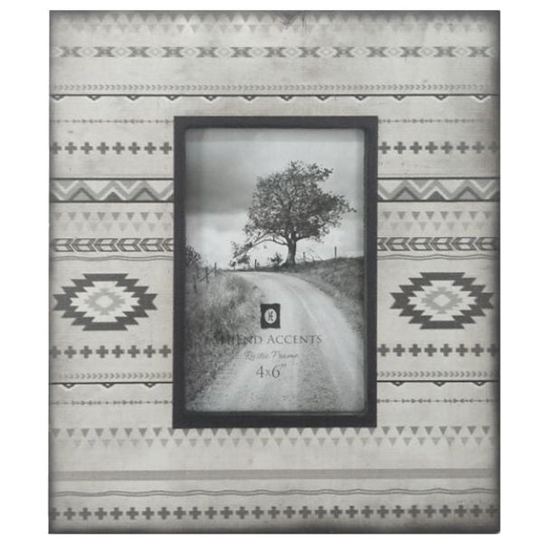 Hiend Accents Free Spirit Aztec Picture Frame - Elegant Navajo-inspired Design For Bohemian Home Decor Display Gray Wood Wd1714