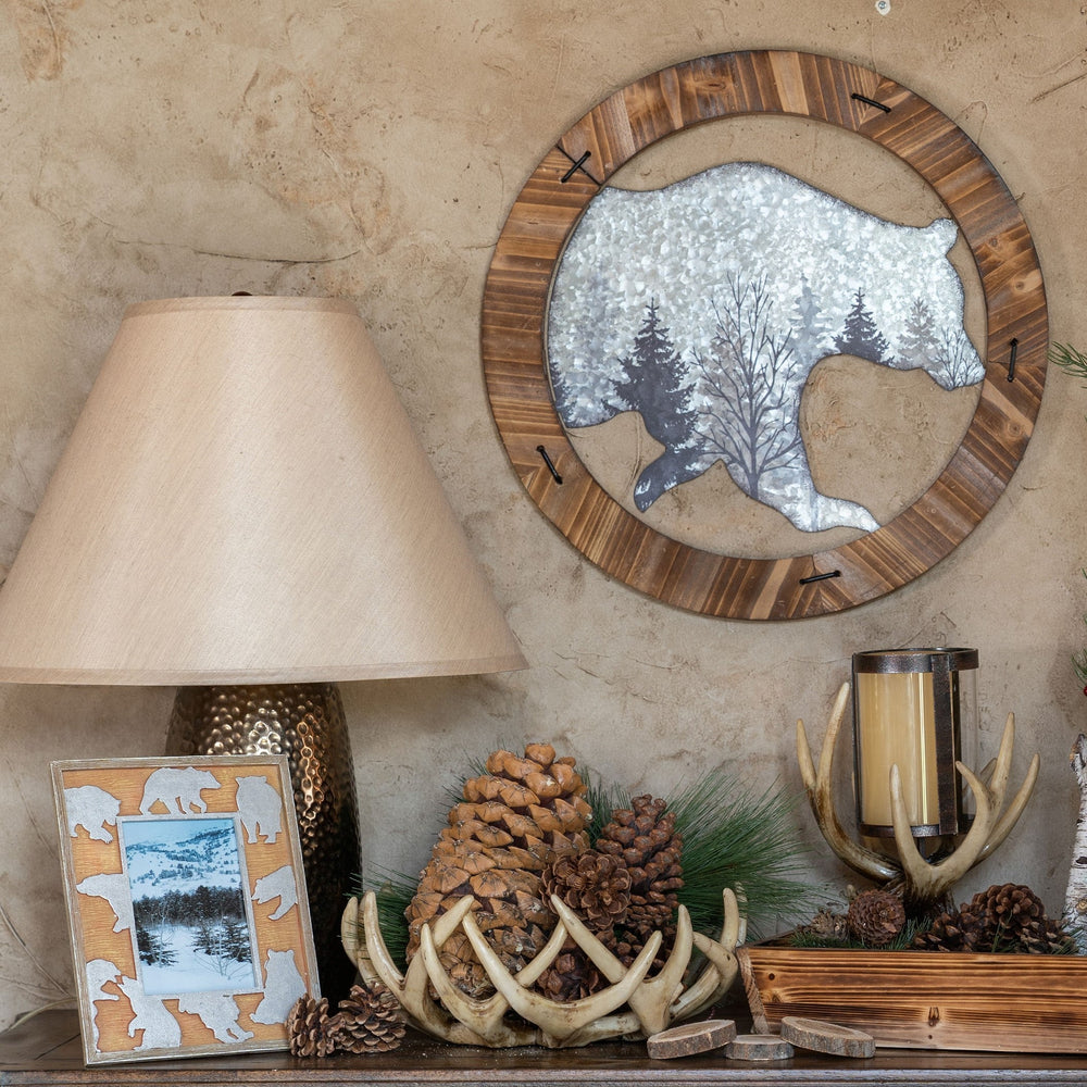 Hiend Accents Bear Cutout Picture Frame - Rustic Charm With Whimsical Bear Silhouettes For Nature-inspired Decor Tan,Grey Wood,Iron Wd1717