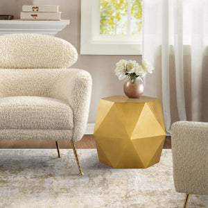 Pasargad Home Lexi Diamond Shape Iron Side Table – Modern Artistry For Chic Living Room Decor Brass Iron Prr-042brs