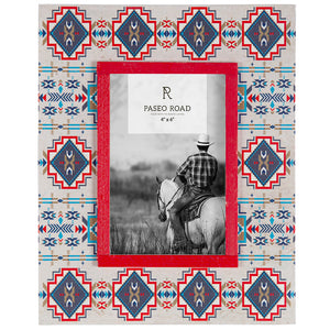 Hiend Accents Spirit Valley Picture Frame - Elevate Home Decor With Stunning Aztec Patterns And Easy Installation Cream,Red,Green Wood Wd2113