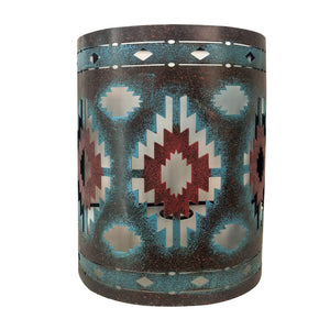Hiend Accents Colorful Aztec Rustic Southwestern Wall Sconce Set - Enhance Your Space With Vibrant Charm! Blue,Red Metal Wd2204