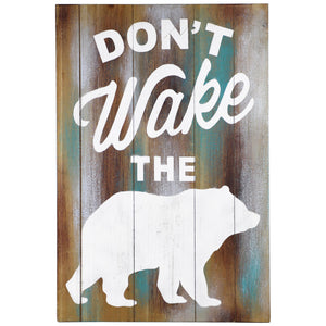 Hiend Accents Don't Wake The Bear! Whimsical Wooden Wall Décor Set Of 4 - Charming Home Accent For Any Room White Wooden Wd2214