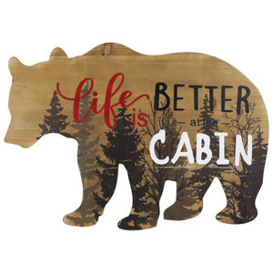 Hiend Accents Bear Rustic Wall Art - Charming Wooden Decoration With Nature-inspired Design For Cozy Cabins Tan Wood Wd2215