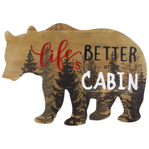 Hiend Accents Bear Rustic Wall Art - Charming Wooden Decoration With Nature-inspired Design For Cozy Cabins Tan Wood Wd2215