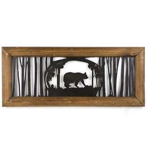 Hiend Accents Bear In The Trees Metal Cutout Wall Art – Rustic Nature-inspired Décor For Your Home Interior Brown,Black Wood,Iron Wd2221