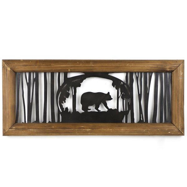 Hiend Accents Bear In The Trees Metal Cutout Wall Art – Rustic Nature-inspired Décor For Your Home Interior Brown,Black Wood,Iron Wd2221