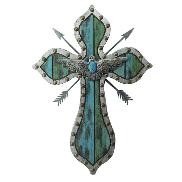 Hiend Accents Thunderbird Arrow Cross Wall Décor - Unique Southwestern Art Piece For Home Charm And Style Silver,Turquoise  Wd2703
