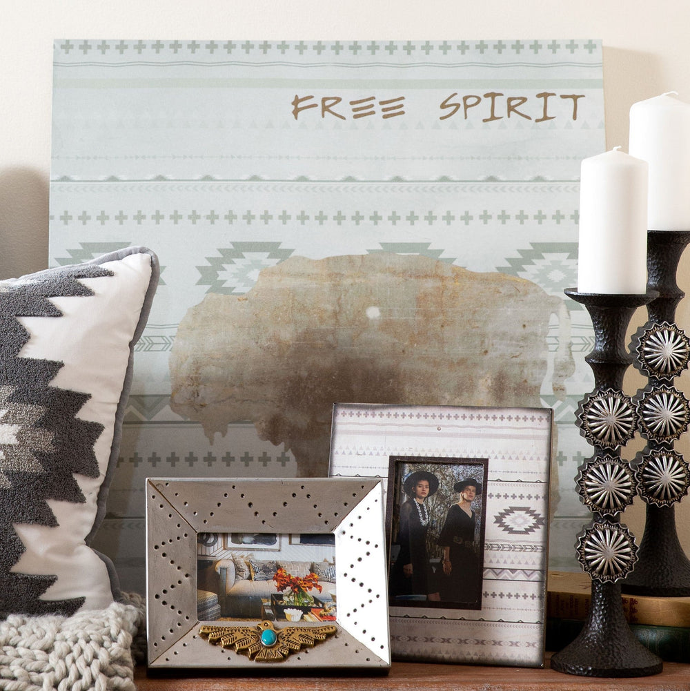 Hiend Accents Faux Metal Hammered Candle Holder With Conchos - Stylish Decor For A Warm Southwestern Atmosphere Black Resin Wd3014