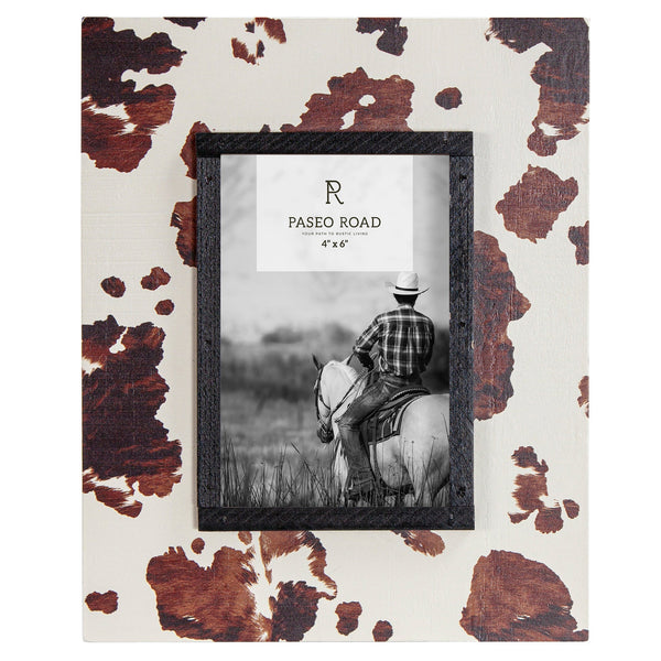 Hiend Accents Cowhide Picture Frame Set - Rustic Chocolate Elegance For Stylish Home Décor & Cherished Memories  Wood, 80%,Glass, 10%,Paper, 10% Wd3067