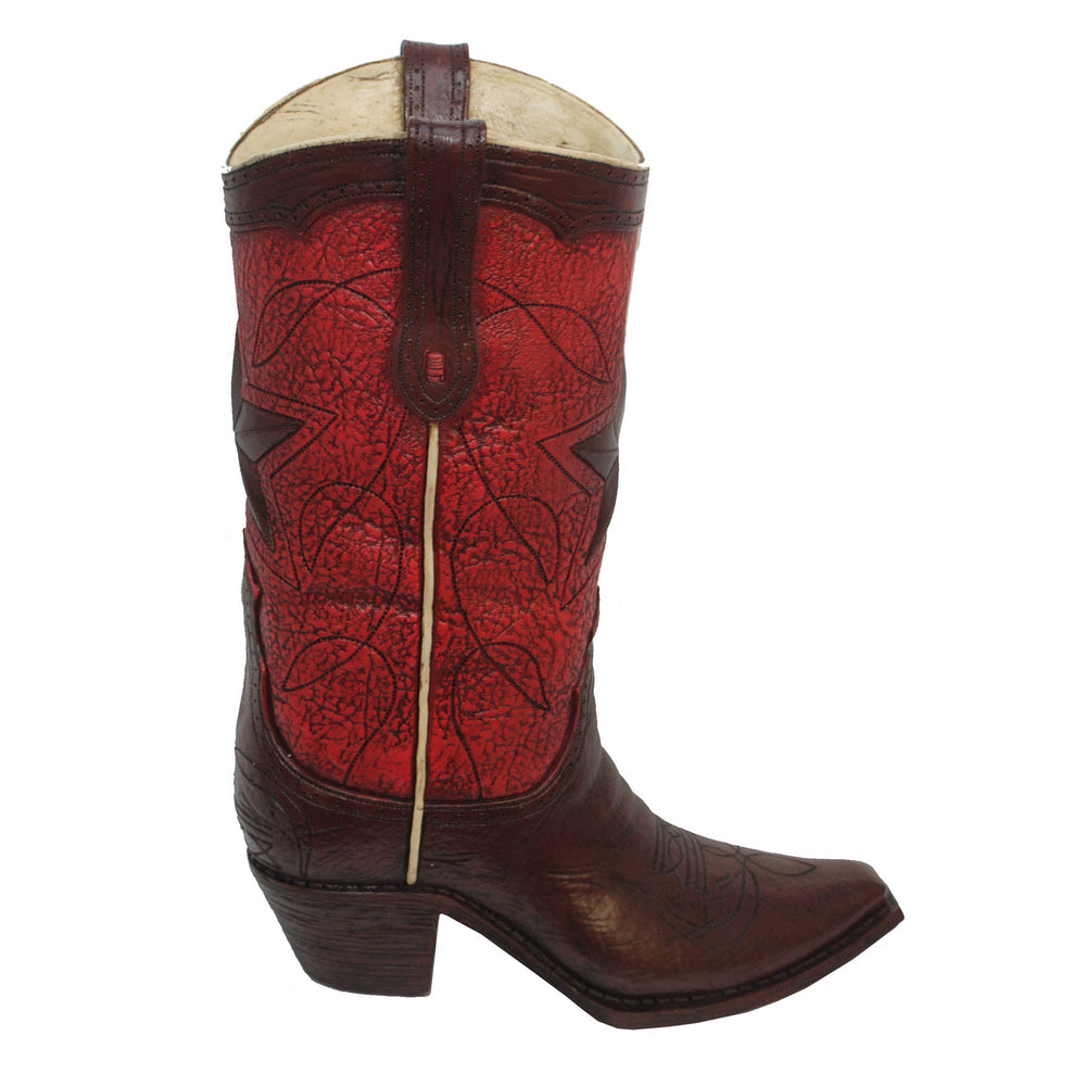 Hiend Accents Star Boot Vase - Whimsical Western Decor Piece For Unique Floral Arrangements And Home Charm Brown,Red Resin Wd7008