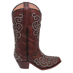 Hiend Accents Studded Boot Vase - Whimsical Western Decor Accent For Fresh Flowers And Unique Home Styling Brown Resin Wd7010