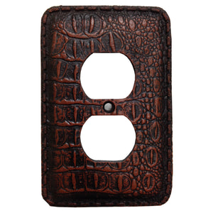 Hiend Accents Resin Gator Single Outlet Cover Wall Plate - Rustic Elegance For Unique Home Decor Enhancement Multi Resin Wd8007-so-oc