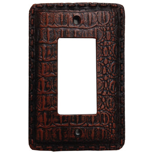 Hiend Accents Resin Gator Single Rocker Wall Switch Plate - Rustic Elegance With Crocodile Texture For Any Room Multi Resin Wd8007-sr-oc