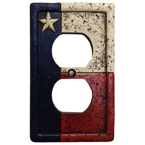 Hiend Accents Texas Single Outlet Cover Wall Plate - Celebrate Lone Star Pride With Durable Hand-painted Design Multi Resin Wd8008-so-oc