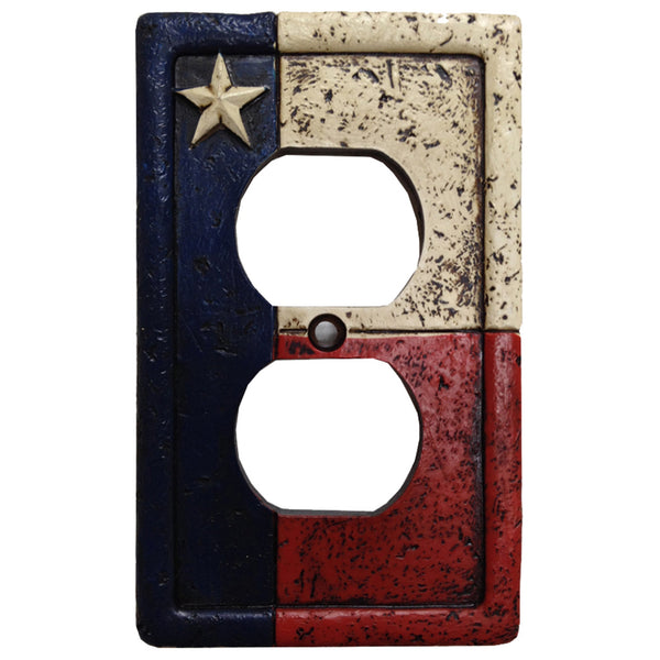 Hiend Accents Texas Single Outlet Cover Wall Plate - Celebrate Lone Star Pride With Durable Hand-painted Design Multi Resin Wd8008-so-oc