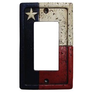 Hiend Accents Texas Single Rocker Wall Switch Plate – Rustic Charm With Texas Flag & Raised Lone Star Design Multi Resin Wd8008-sr-oc