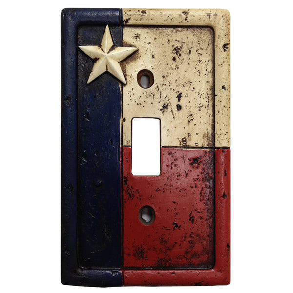 Hiend Accents Texas Switch Plate Cover Set - Rustic Decor With Raised Lone Star Design For Home Aesthetic Appeal Multi Resin Wd8008-ss-oc
