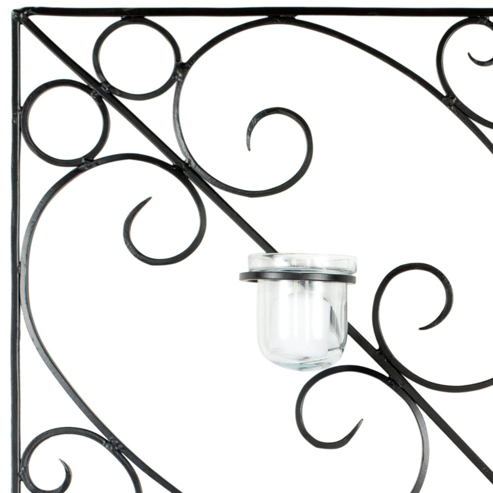 Safavieh 4 Votive Candle Wall Decor - Elegant Black Iron Frame with Glass Holders for Modern Home Ambiance WDC1005A