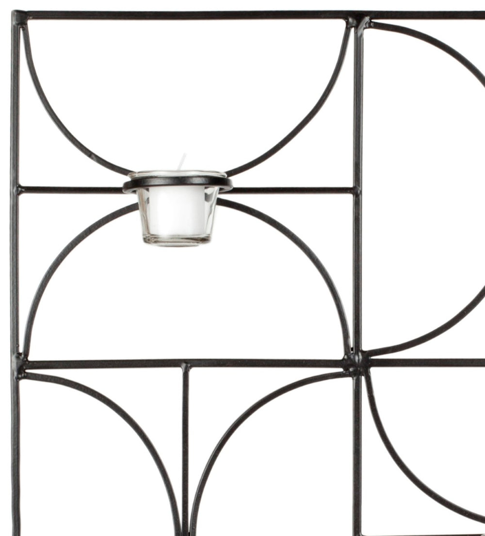 Safavieh 5 Elegant Votive Candle Wall Decor – Geometric Black Iron & Glass Display for Cozy Ambient Lighting WDC1007A