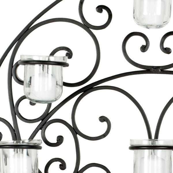 Safavieh 9 Votive Candle Bells Wall Decor – Elegant Wrought-Iron Art with Glass Holders for Cozy Ambience WDC1010A