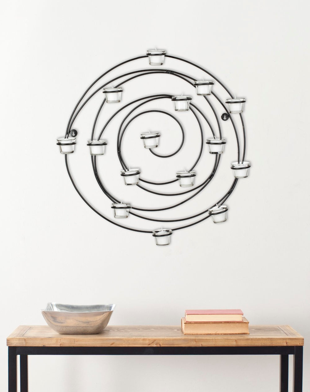 Safavieh 16 Tea Light Candle Holder - Modern Black Iron & Glass Wall Decor for Stylish Ambience & Lighting WDC1011A