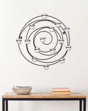 Safavieh 16 Tea Light Candle Holder - Modern Black Iron & Glass Wall Decor for Stylish Ambience & Lighting WDC1011A