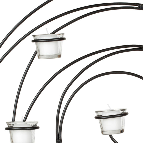 Safavieh 16 Tea Light Candle Holder - Modern Black Iron & Glass Wall Decor for Stylish Ambience & Lighting WDC1011A