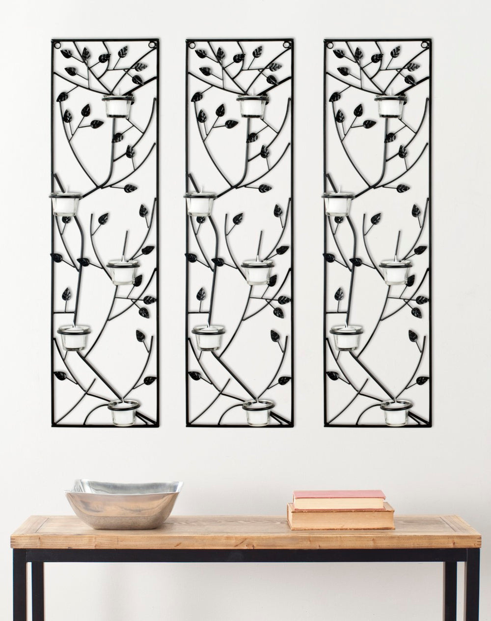 Safavieh TEA Light Climbing Leaves Set of 3 - Elegant Wall Art with Ambient Candlelight for Any Space WDC1013A