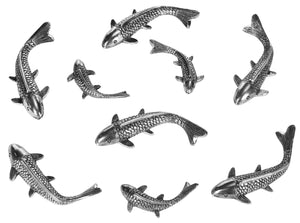Safavieh KOI FISH 9PC Wall Art Set – Elegant Aluminum Sculpture for Living Spaces, Offices, and Meditation Areas Antique / Silver WDC1025A