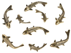 Safavieh KOI FISH 9PC Wall Art Set – Elegant Aluminum Sculpture for Living Spaces, Offices, and Meditation Areas Antique Gold WDC1025B