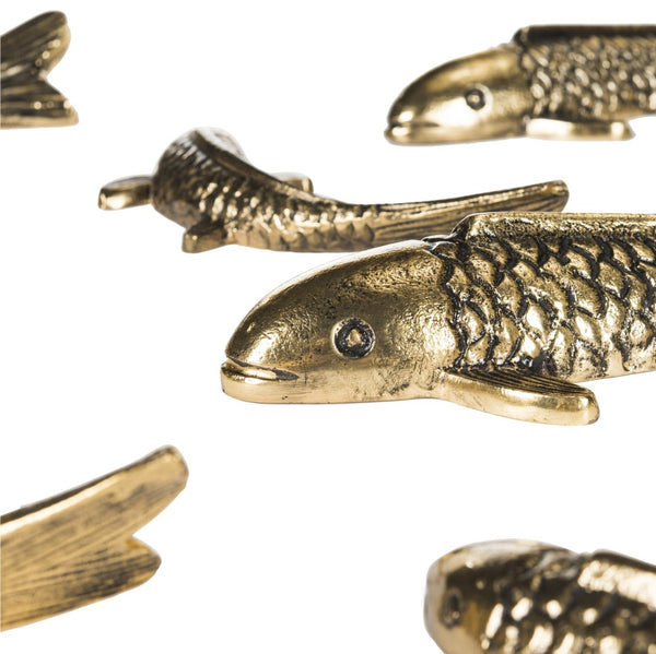 Safavieh KOI FISH 9PC Wall Art Set – Elegant Aluminum Sculpture for Living Spaces, Offices, and Meditation Areas Antique Gold WDC1025B