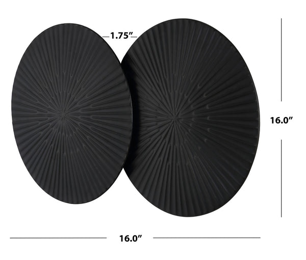 Safavieh AZRAEL, 16 Inch Black Metal Wall Decor – Modern Dual-Disk Design for Contemporary Home Interiors WDC5012A