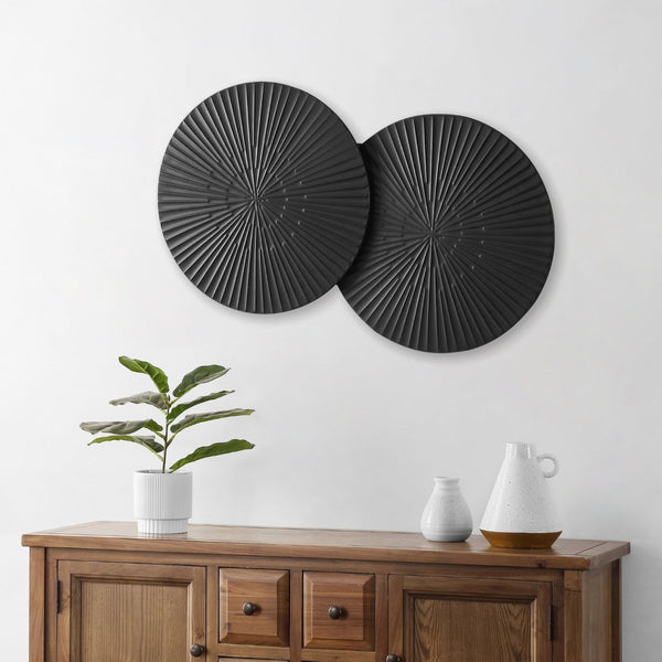 Safavieh AZRAEL, 16 Inch Black Metal Wall Decor – Modern Dual-Disk Design for Contemporary Home Interiors WDC5012A