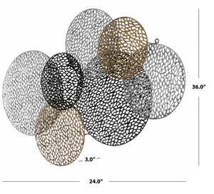 Safavieh VIVIETTE, 24 Inch Metal Wall Decor - Modern Geometric Art with Silver, Bronze, and Black Finish WDC5019A