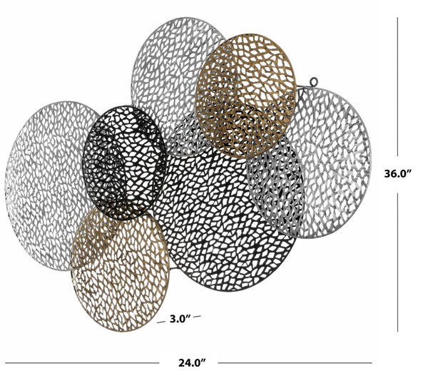 Safavieh VIVIETTE, 24 Inch Metal Wall Decor - Modern Geometric Art with Silver, Bronze, and Black Finish WDC5019A