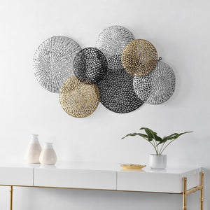 Safavieh VIVIETTE, 24 Inch Metal Wall Decor - Modern Geometric Art with Silver, Bronze, and Black Finish WDC5019A